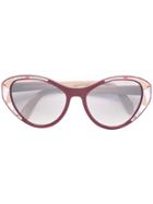 Prada Eyewear Oversized Cat Eye Sunglasses - Red