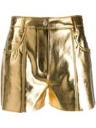 Msgm Metallic Shorts - Gold