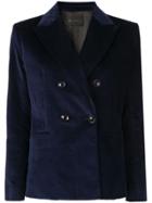 Nobody Denim Double-breasted Velvet Blazer - Blue