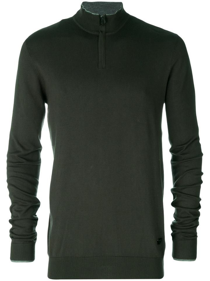 Armani Jeans Zipped Collar Sweater - Green
