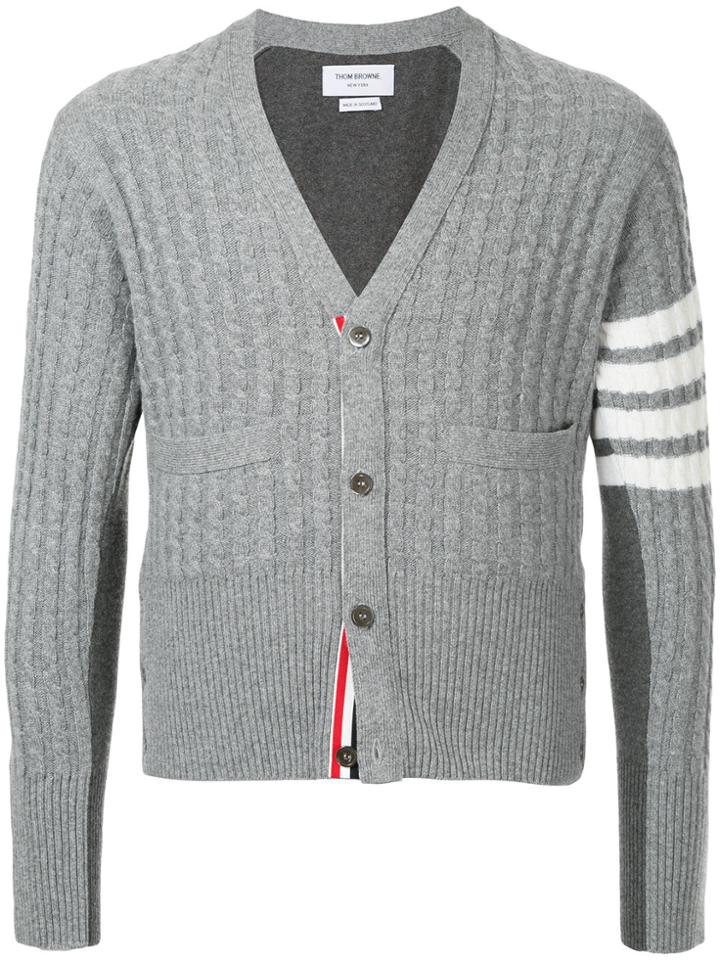 Thom Browne Trompe L'oeil V-neck Cardigan Pullover W/ White 4-bar