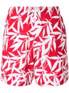 Amiri Leaf Print Swim Shorts - Red