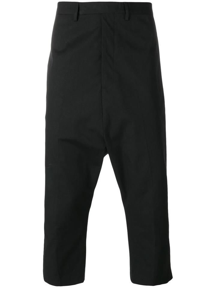 Rick Owens Extreme Cropped Trousers, Men's, Size: 52, Black, Cotton/rubber/cupro
