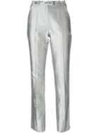 Romeo Gigli Vintage Metallic Tailored Trousers, Women's, Size: 40, Grey