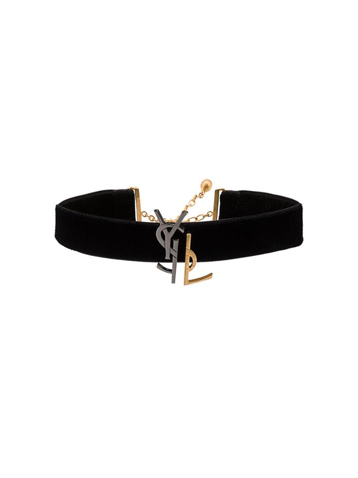 Saint Laurent Deconstructed Logo Choker - Black