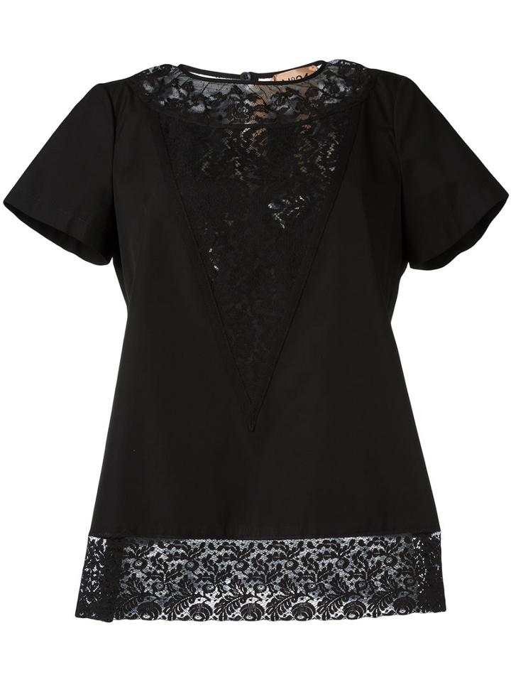 No21 Lace Detail Blouse, Women's, Size: 44, Black, Cotton