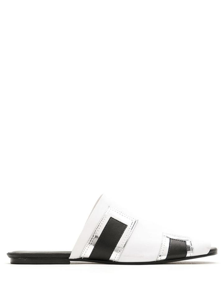 Gloria Coelho Metallic Panels Mules - White
