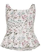 Erdem Kelsie Floral Print Peplum Hem Top - Neutrals