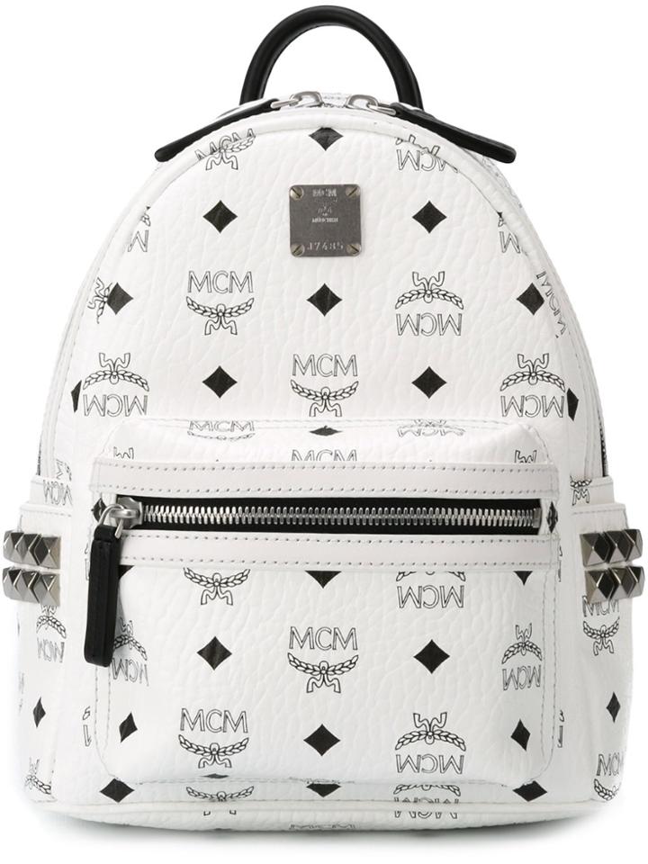 Mcm Logo Print Backpack - White
