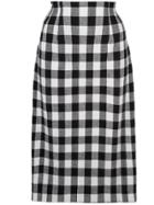 Veronica Beard Gingham Midi Skirt - Black
