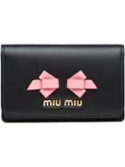 Miu Miu Bow Flap Wallet - Black
