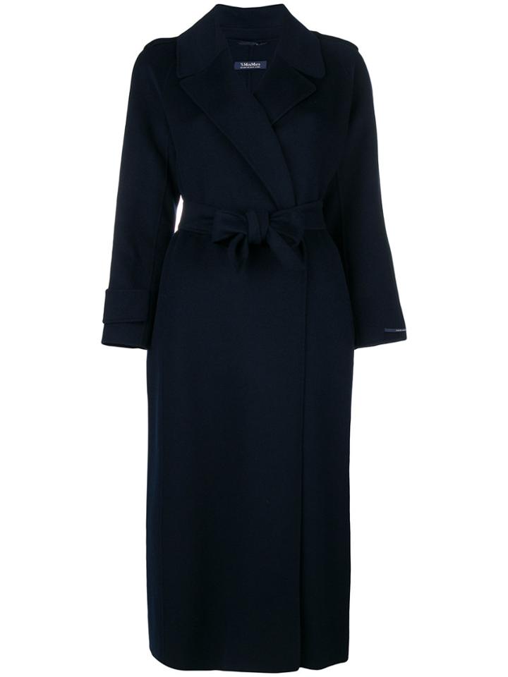 's Max Mara Long Belted Coat - Blue