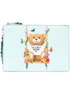 Moschino Teddy Floral Swing Clutch - Blue