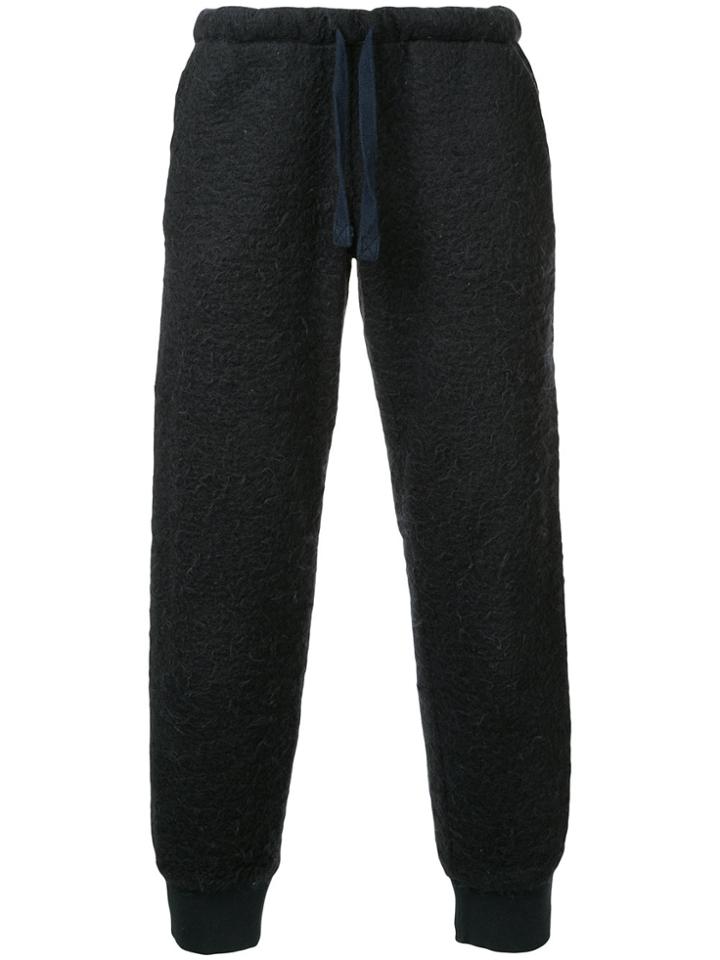 Walter Van Beirendonck Vintage Textured Drawstring Track Pants - Blue