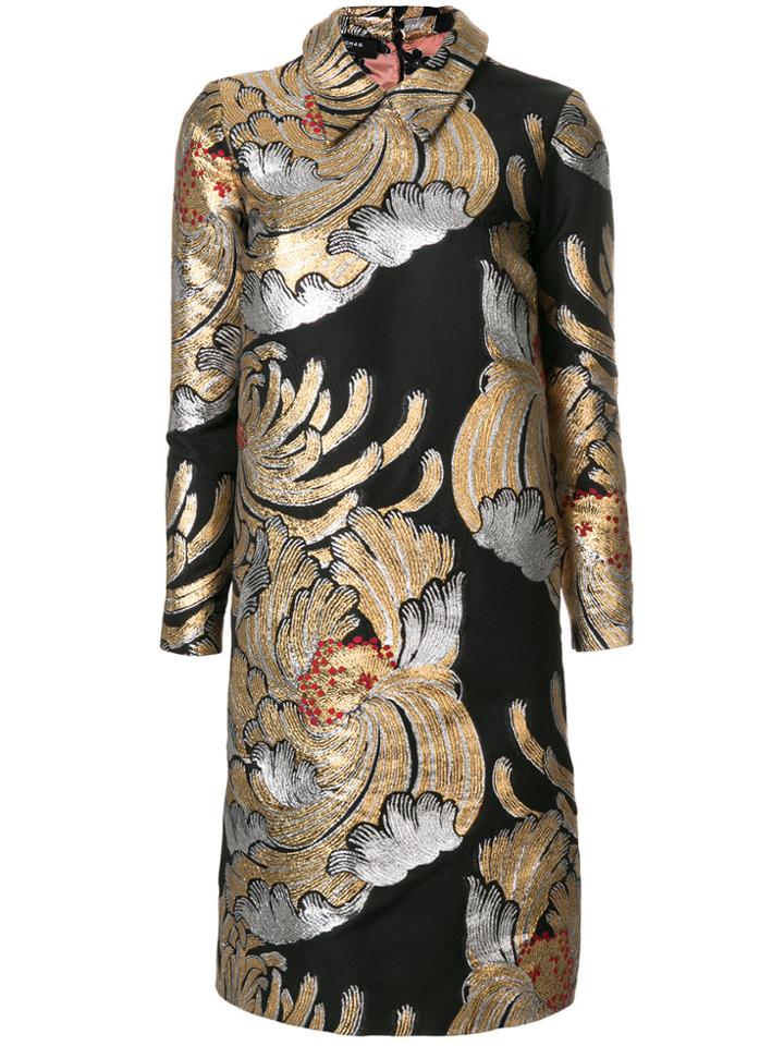 Rochas Metallic Embroidered Shift Dress