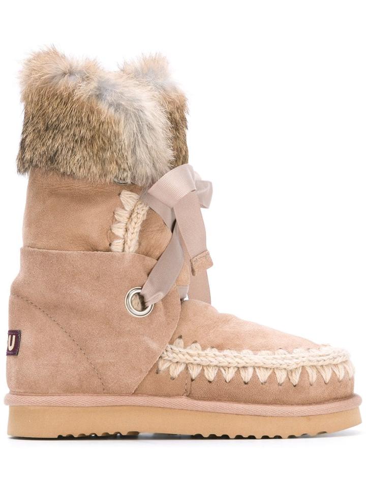 Mou 'eskimo' Rabbit Fur Trim Boots - Neutrals