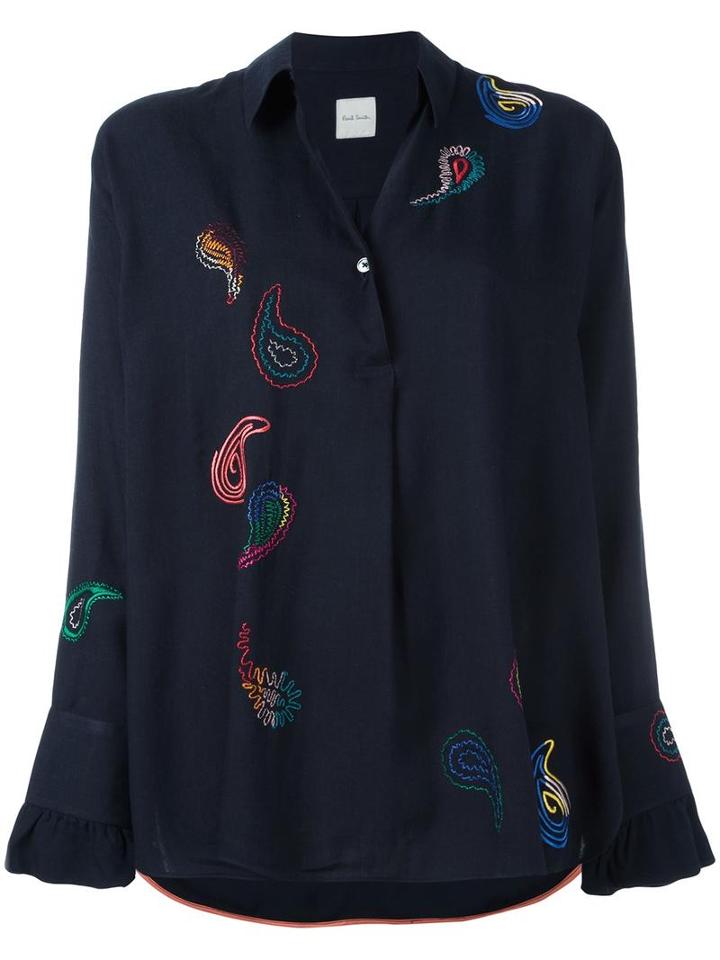 Paul Smith Paisley Print Shirt, Women's, Size: 44, Blue, Viscose/wool/cupro