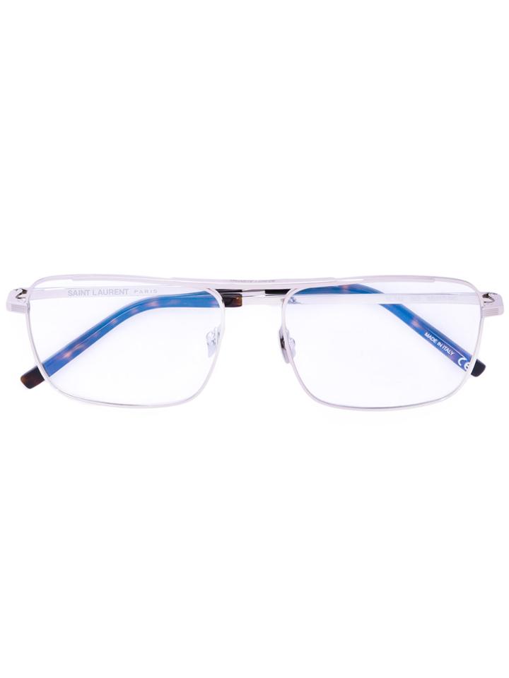 Saint Laurent Eyewear Rectangle Frame Glasses - Grey