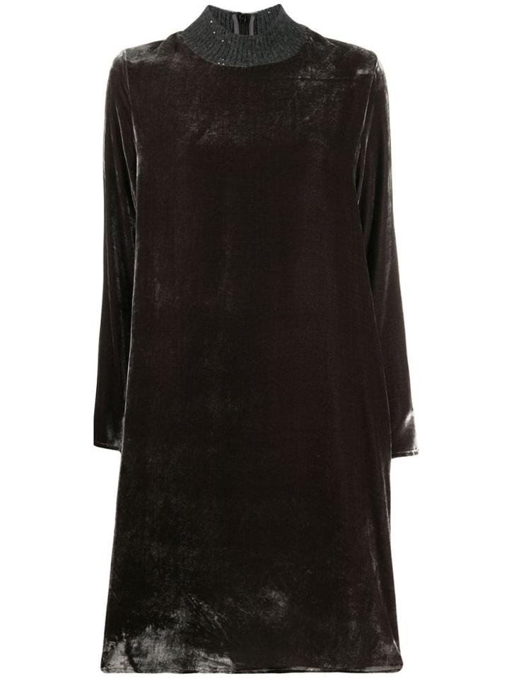 Fabiana Filippi Long-sleeve Shift Mini Dress - Grey