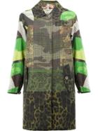 Herno Scale Print Panel Coat, Women's, Size: 42, Green, Cotton