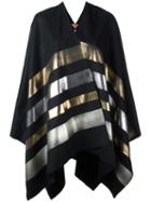 Ermanno Gallamini Metallic Striped Poncho, Women's, Black, Cashmere/virgin Wool