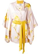 Carine Gilson Orchidée Print Short Kimono, Women's, Size: Large, Nude/neutrals, Silk