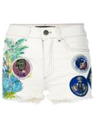 Mr & Mrs Italy Patched Denim Shorts - White