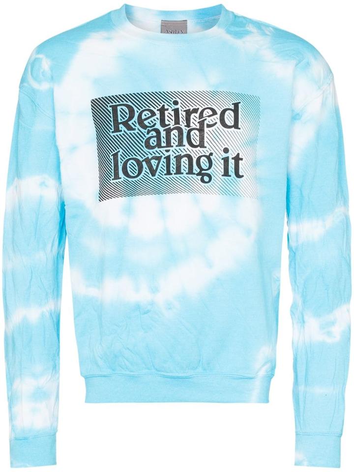 Ashley Williams Retired And Loving It Tie Dye Cotton Sweatshirt - Blue