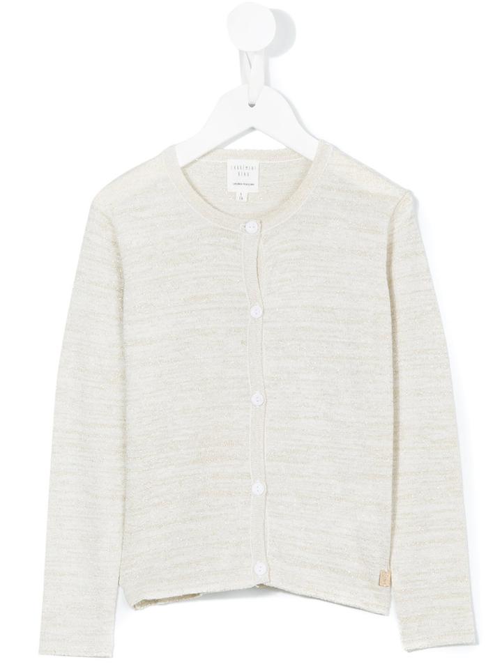 Carrèment Beau - Round Neck Cardigan - Kids - Cotton/polyester/metallic Fibre - 10 Yrs, Nude/neutrals