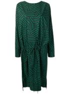 Plan C Geometric Pattern Drawstring Dress - Green