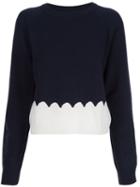 Chloé Scalloped Instasia Sweater, Women's, Size: Large, Blue, Wool