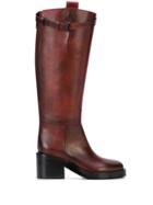 Ann Demeulemeester Burnished Riding Boots - Brown