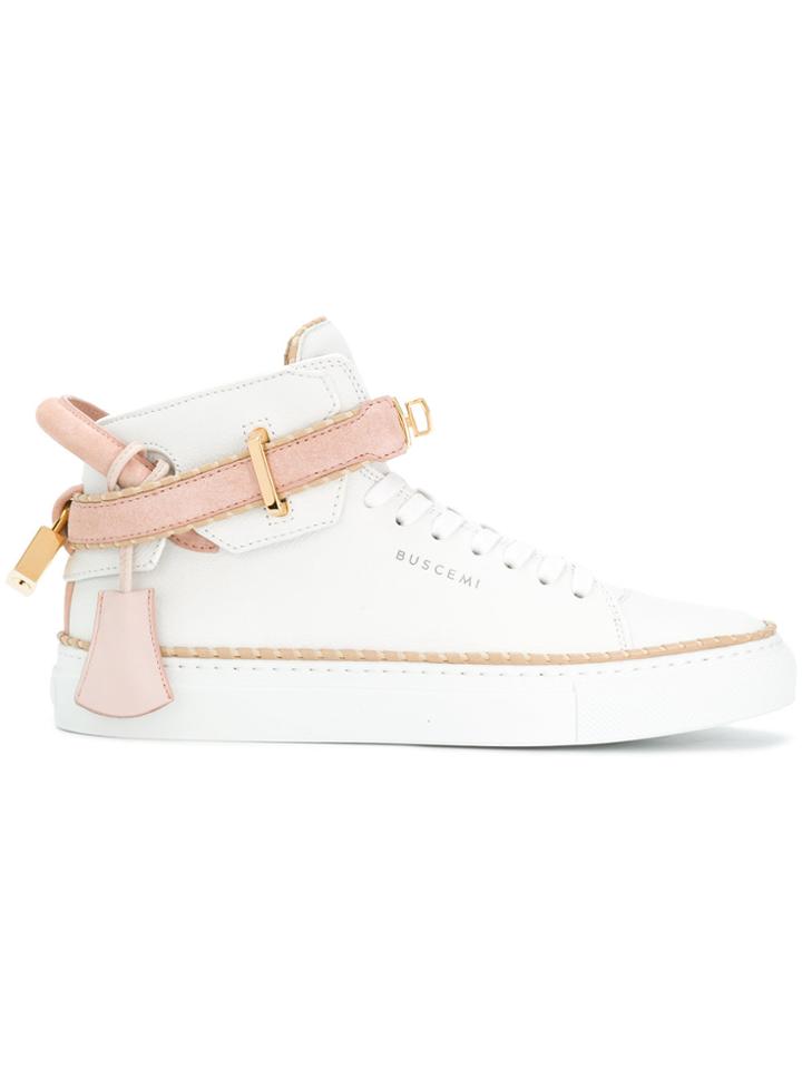 Buscemi Metallic Lock Sneakers - White
