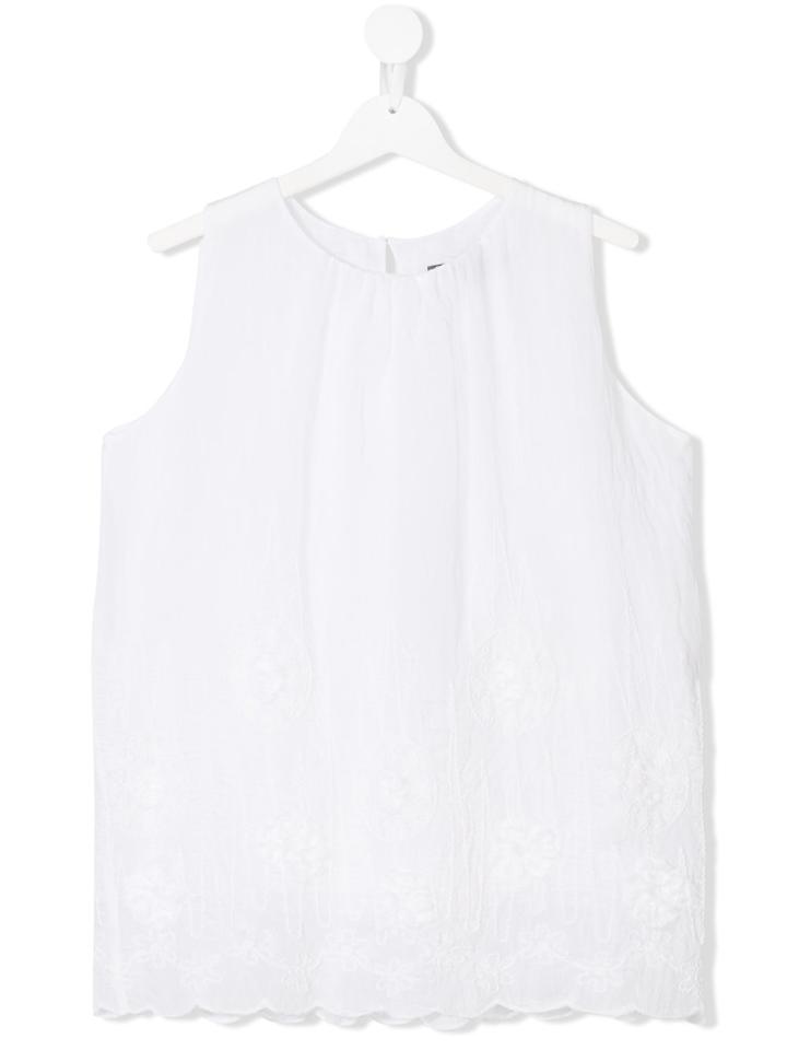 European Culture Kids Teen Scalloped Hem Top - White