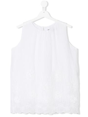 European Culture Kids Teen Scalloped Hem Top - White