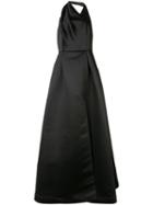 Halston Heritage Flared Long Dress, Women's, Size: 12, Black, Polyester