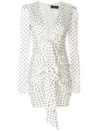 Alexandre Vauthier Polka Dot Gathered Drape Detail Mini Dres - White