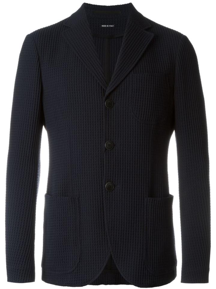 Giorgio Armani Textured Blazer, Men's, Size: 50, Blue, Viscose/polyamide/cotton