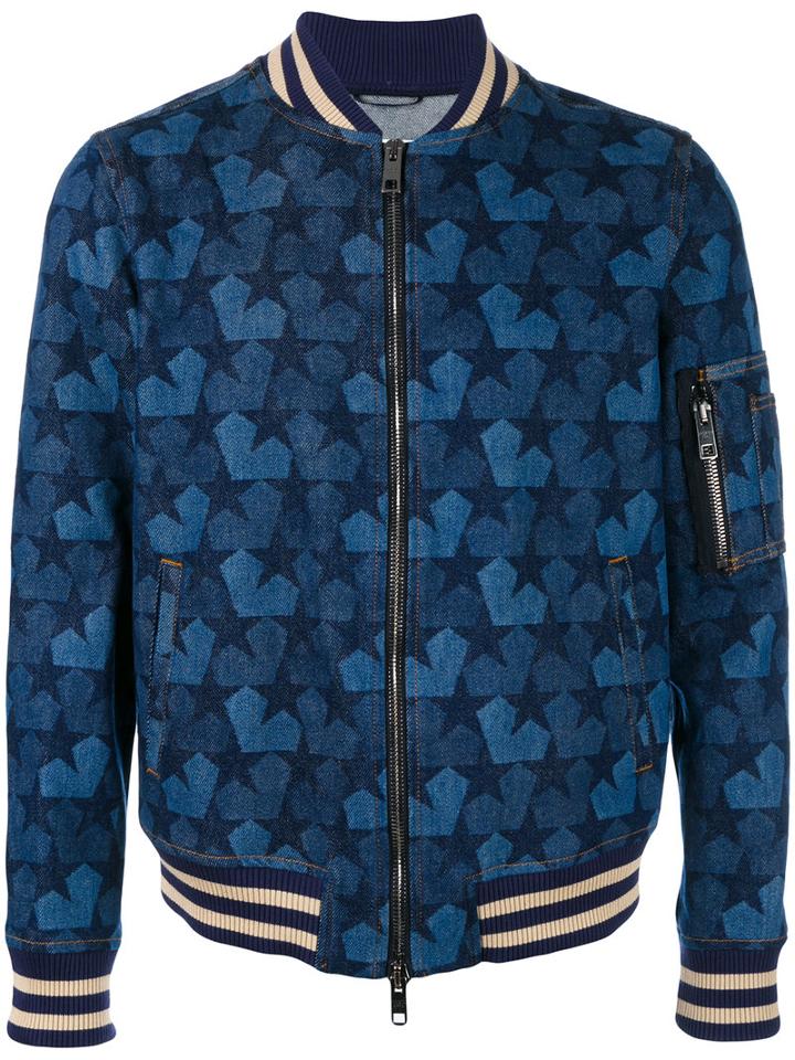 Ports 1961 Star Denim Bomber Jacket, Men's, Size: 46, Blue, Cotton