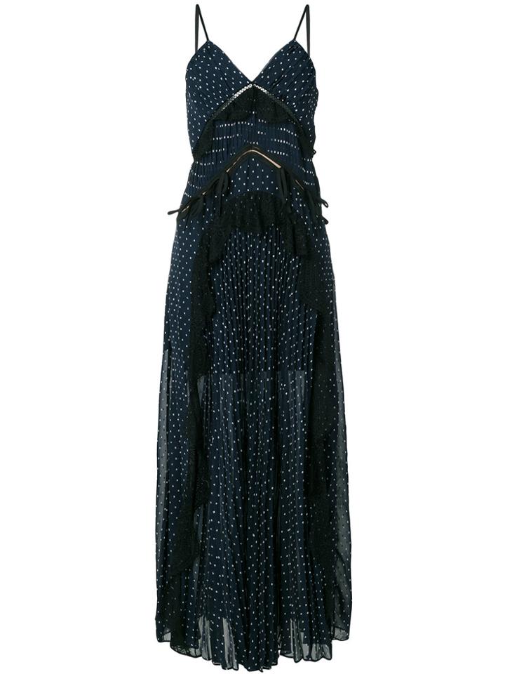 Self-portrait Polka Dot Maxi Dress - Blue