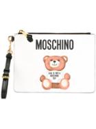 Moschino Toy Bear Paper Cut Out Clutch, Women's, White, Leather