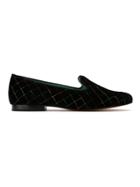 Blue Bird Shoes Quilted Velvet Colors Loafers - Black