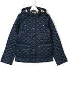 Burberry Kids Quilted Hooded Padded Jacket - Blue