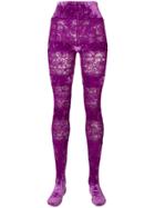 Versace Vintage Lace Panel Tights - Pink & Purple