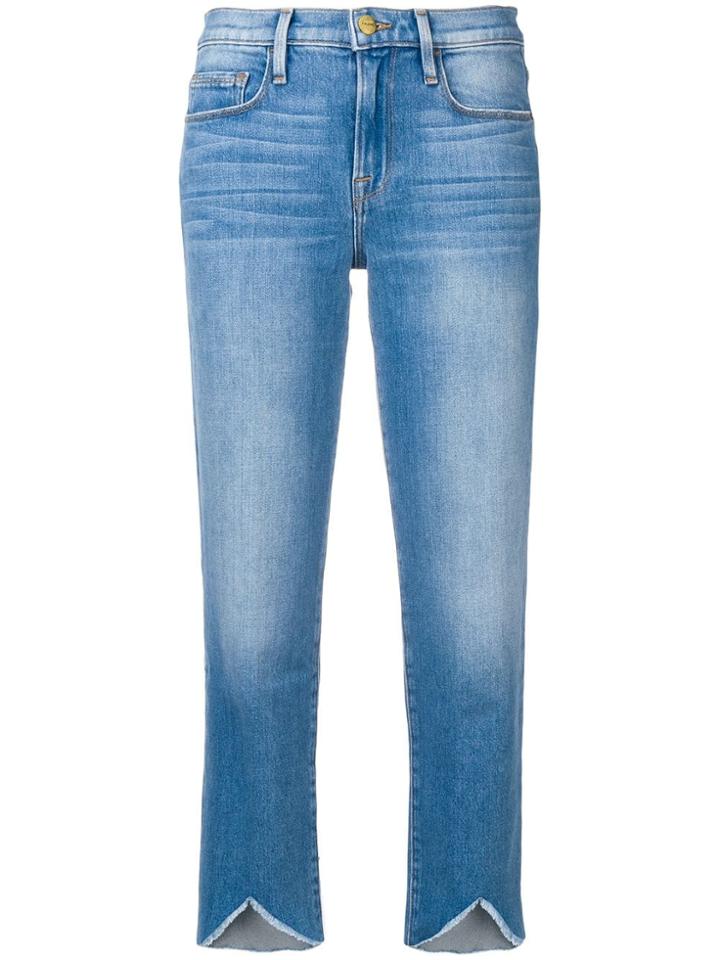 Frame Cropped Straight Leg Jeans - Blue