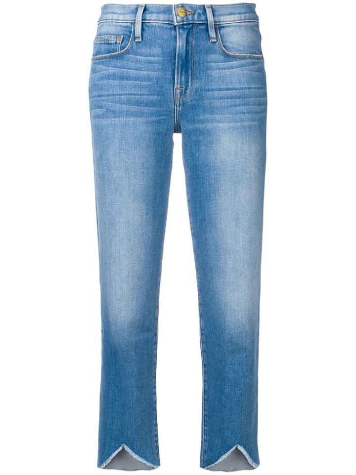 Frame Cropped Straight Leg Jeans - Blue