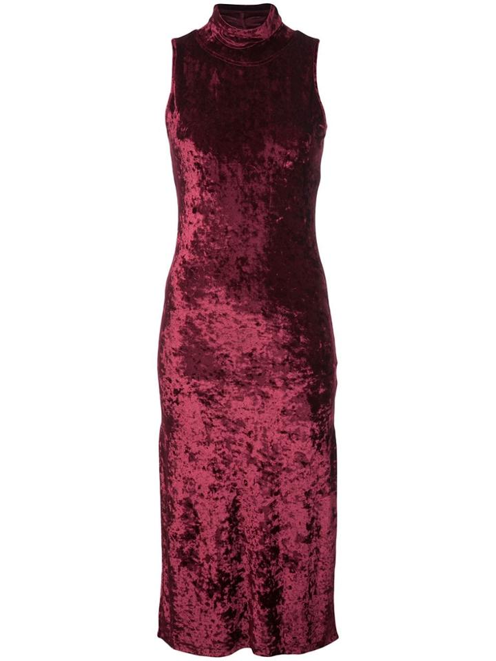 Caroline Constas Sleeveless Mock Neck Dress - Red
