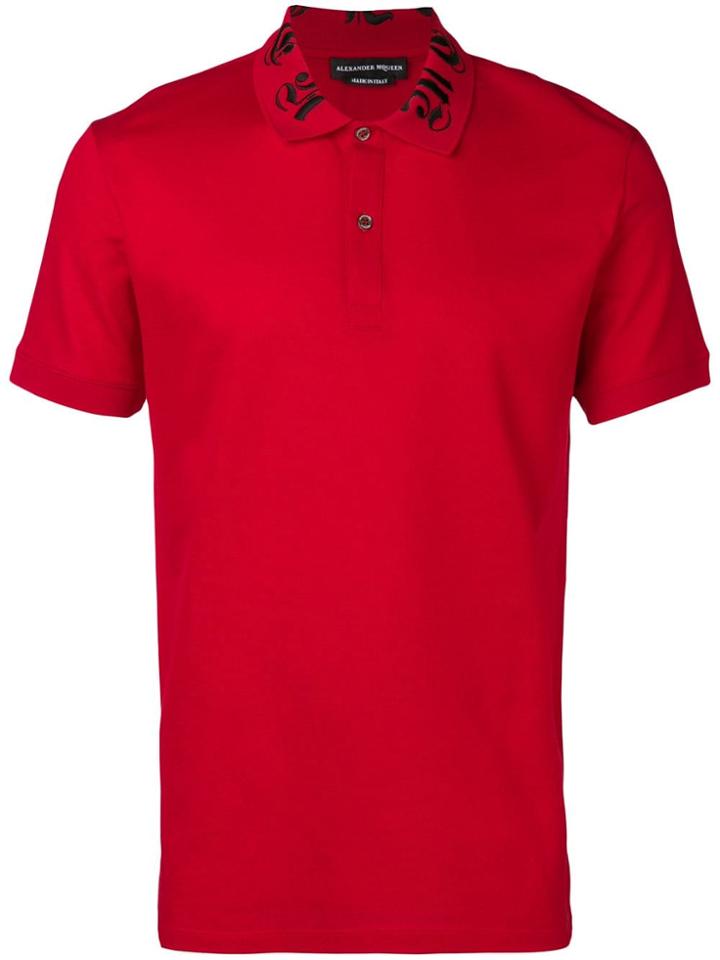 Alexander Mcqueen Embroidered Collar Polo Shirt