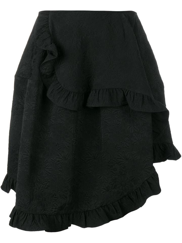 Simone Rocha Asymmetric Ruffle Skirt, Women's, Size: 10, Black, Cotton/polyester