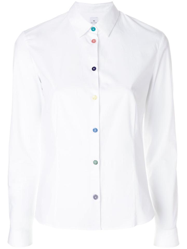 Ps By Paul Smith Contrast-button Fitted Shirt - White